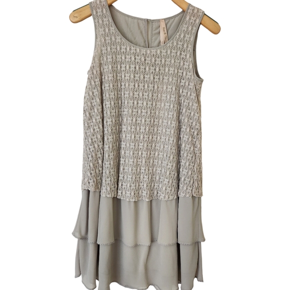 Hem & Thread Dresses & Skirts - Lace Dress Sleeveless Gray Boho Cottagecore Prairie Pretty Summer Lagenlook